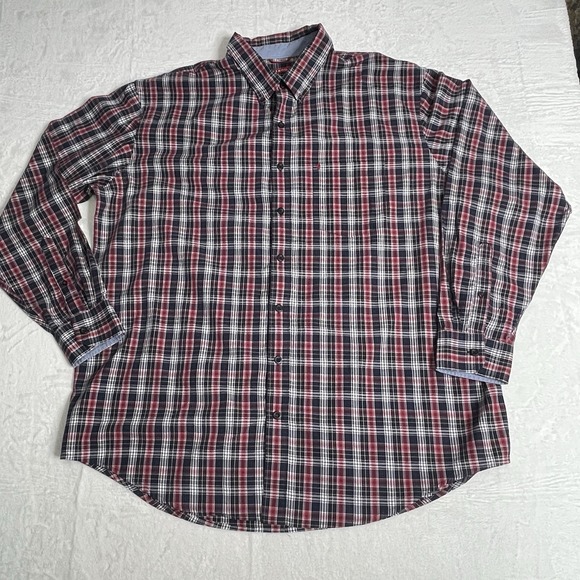 Izod Other - Izod Mens Button Up Shirt 2XLT  Long Sleeve Lightweight Red Black Yellow Plaid